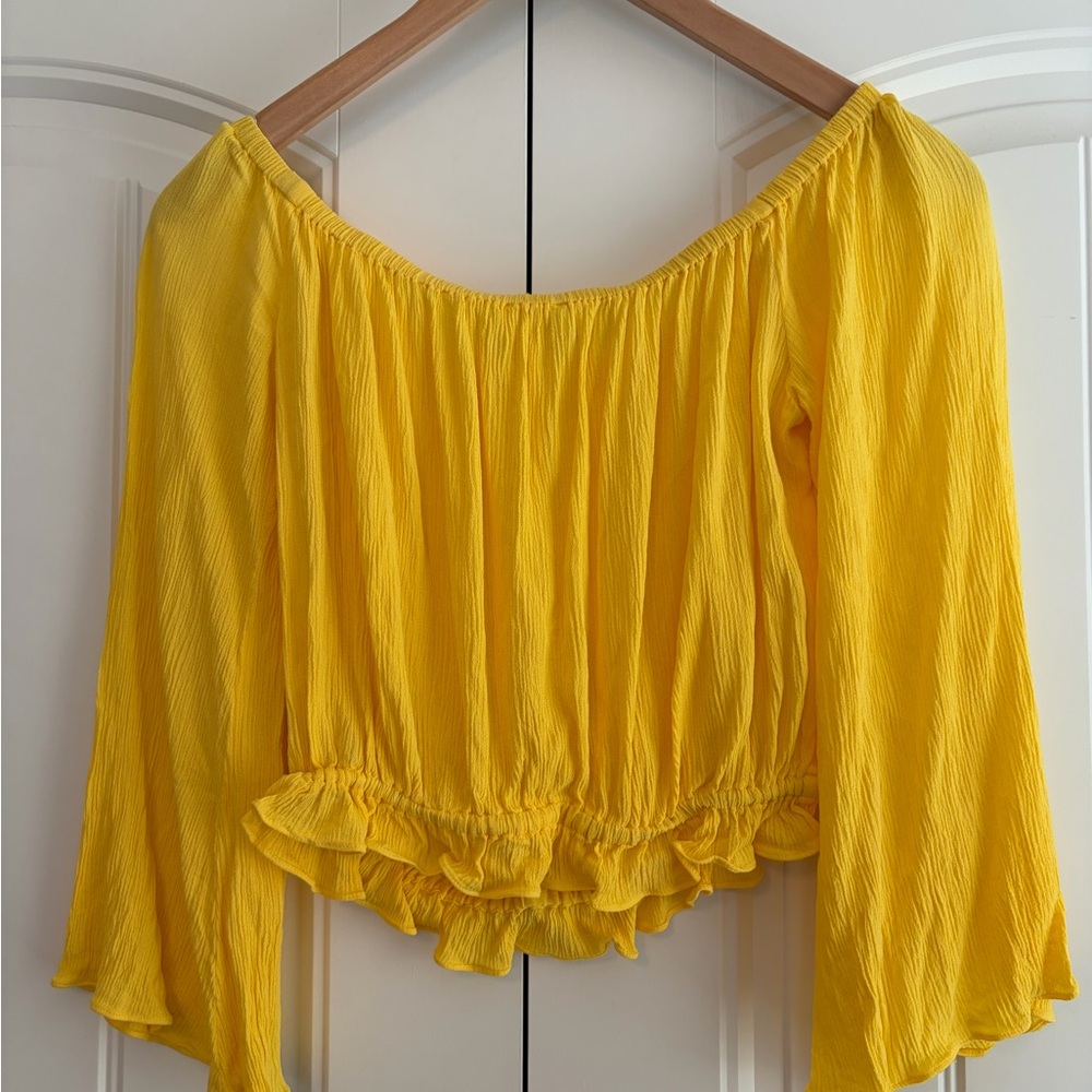 L'AGENCE Callan Off The Shoulder Women's Top in Yellow Size XS - Picture 4 of 8